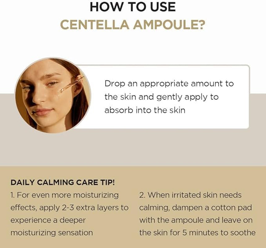 Madagascar Centella Asiatica Ampoule Facial Serum 1.85 Fl.Oz, 55Ml, Soothes Acne Prone and Sensitive Skin