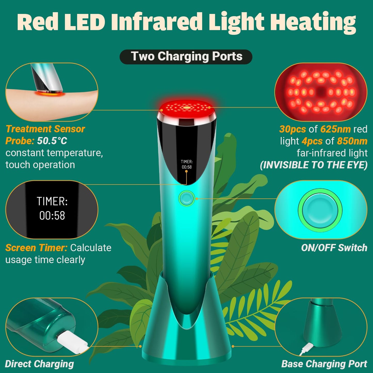 Red Light Therapy for Face - LED Infrared Red Facial Light Therapy Device