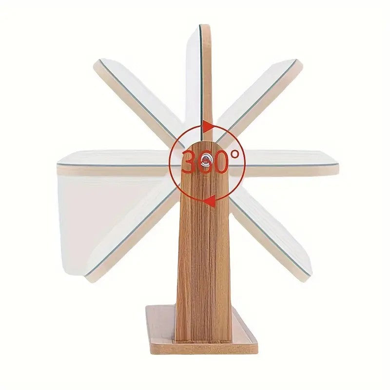 Wooden Rotating Vanity Mirror Adjustable Desktop Makeup Stand