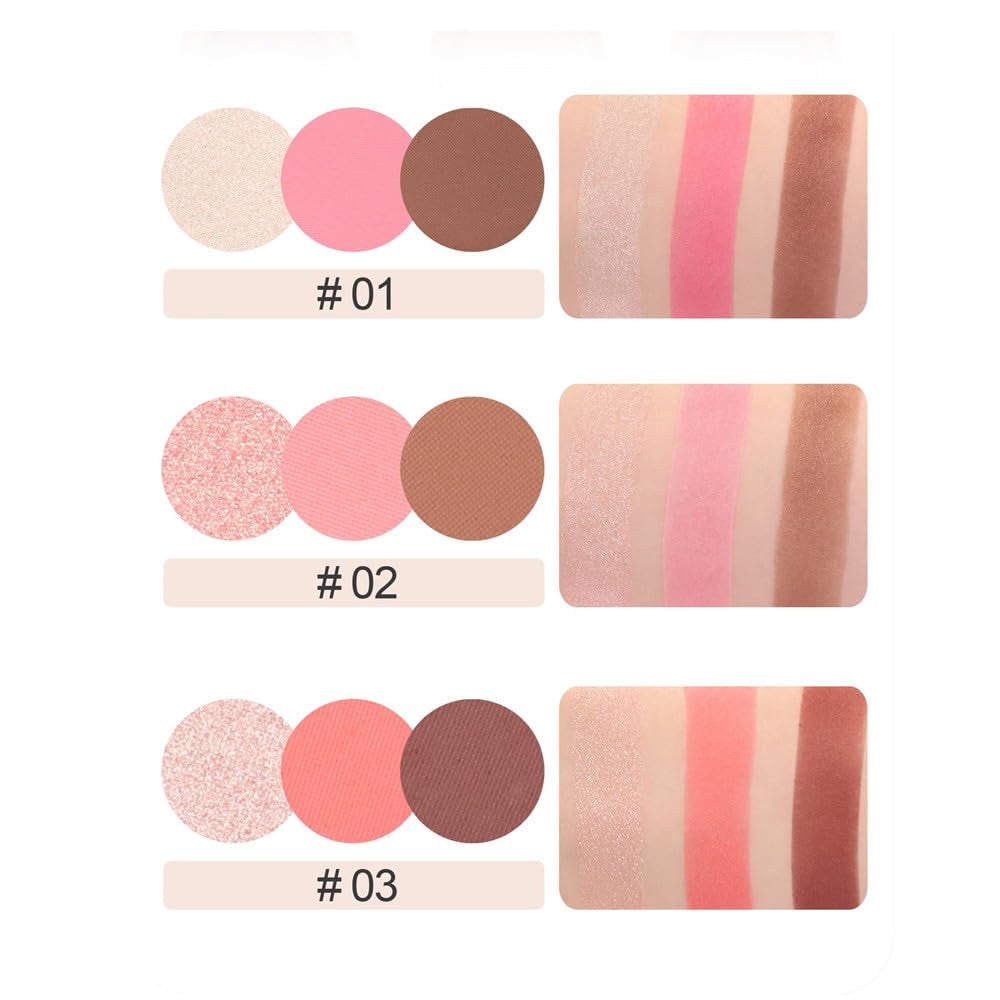 Blush and Highlighter Palette,3 in 1 Contour Palette,Cruelty-Free Matte Bronzer Powder,Women'S Brightening Pearlescent Highlighter,Eyeshadow Powder Makeup Set (03#)