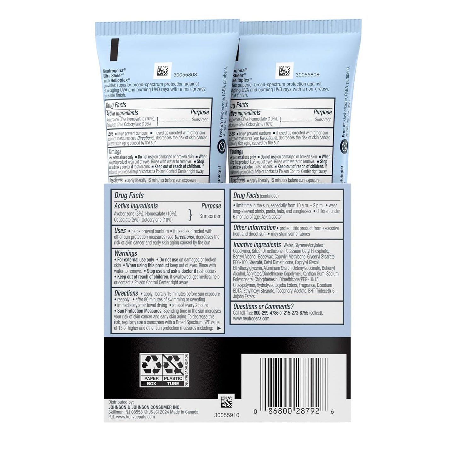 Ultra Sheer Dry-Touch Sunscreen for Face & Body, SPF 45 Broad Spectrum UVA/UVB Protection, Lightweight Water Resistant & Non-Greasy, Travel Size Sunscreen, 3 Fl. Oz 2 Pack