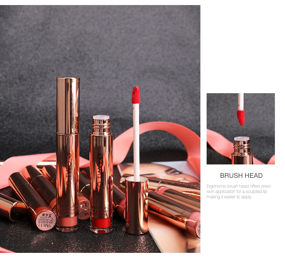O.TWO.O 12-Color Velvet Matte Lipstick – Long-Lasting & Waterproof