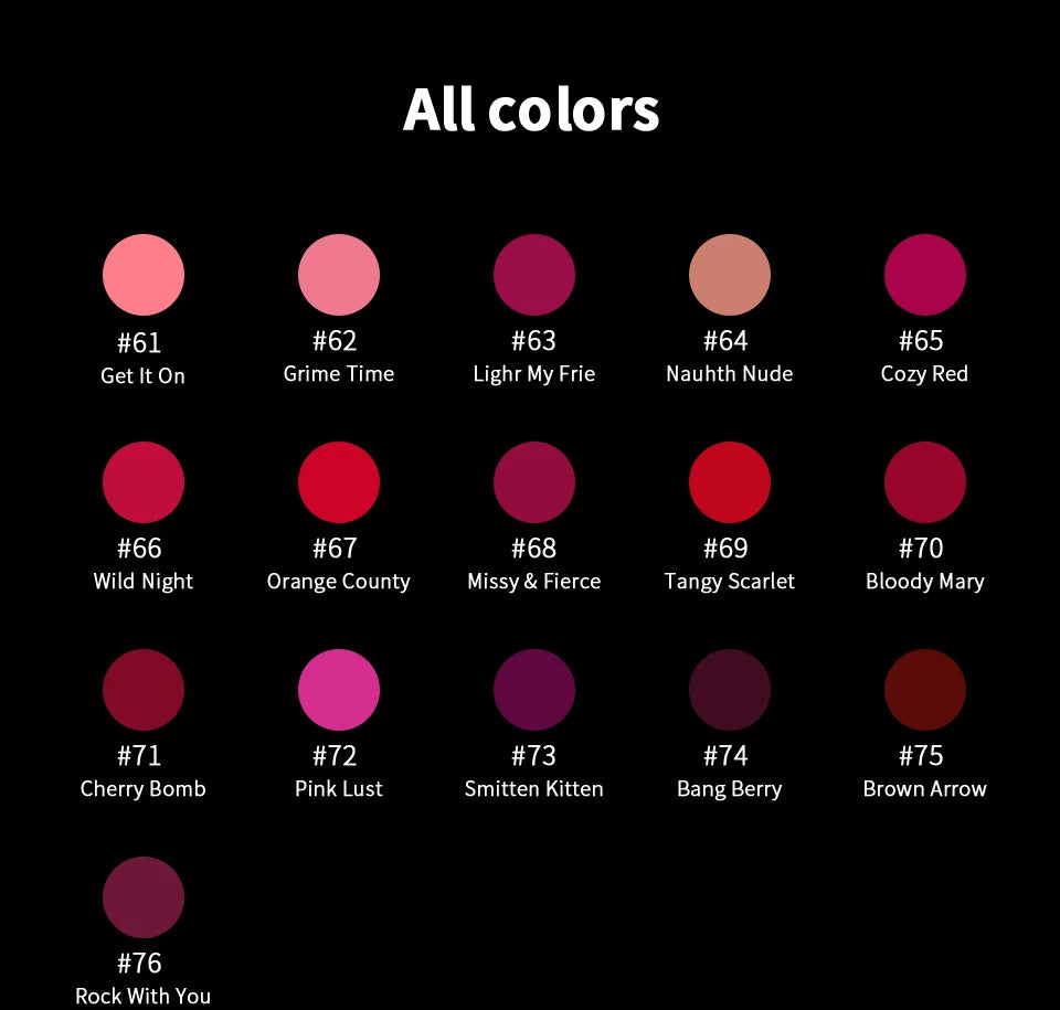 CHARMACY 16-Color Waterproof Velvet Lipstick – Long-Lasting Matte