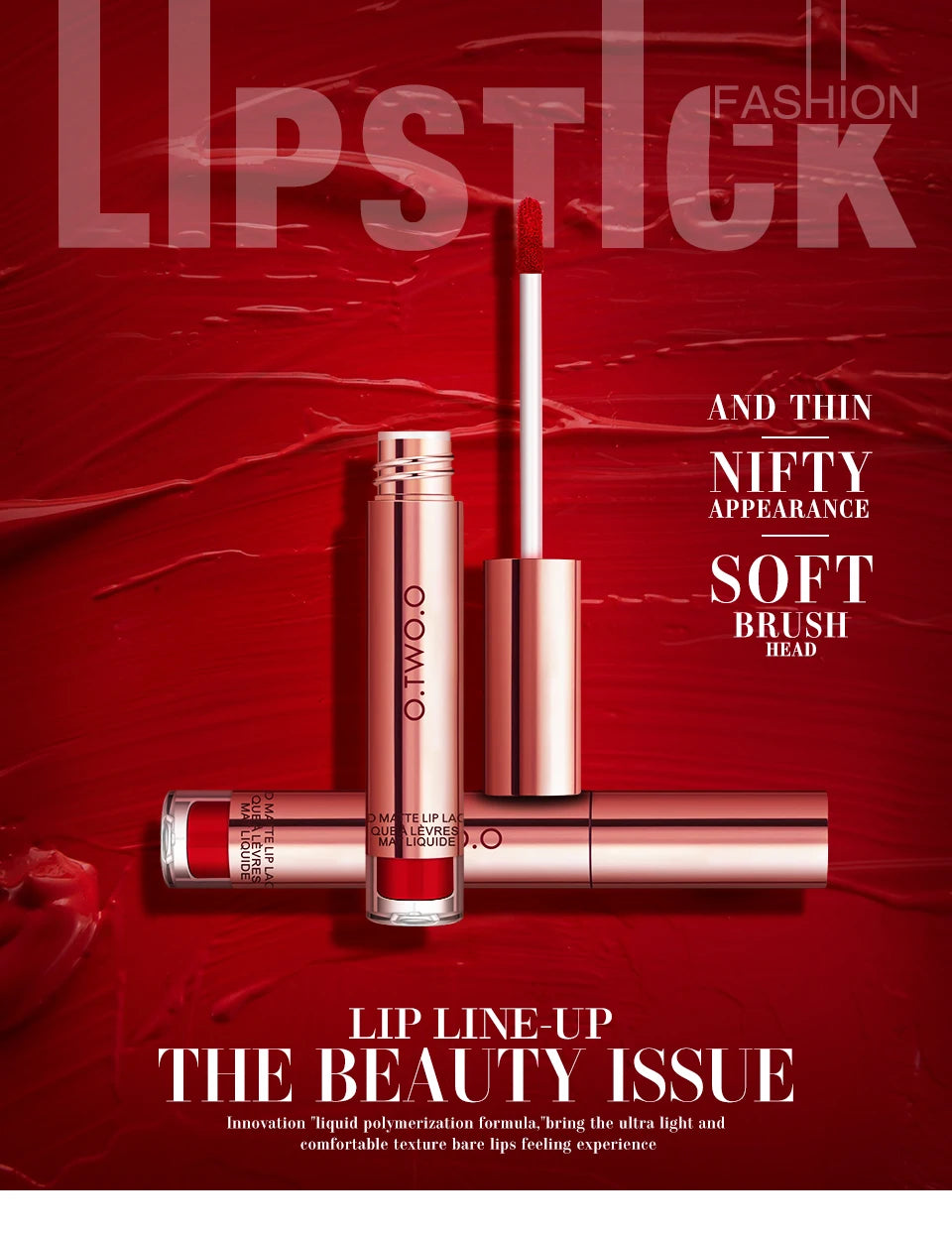 O.TWO.O 12-Color Velvet Matte Lipstick – Long-Lasting & Waterproof
