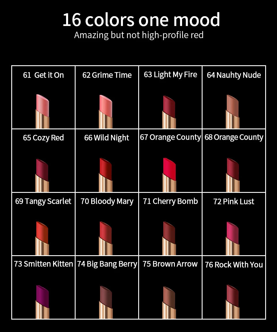 CHARMACY 16-Color Waterproof Velvet Lipstick – Long-Lasting Matte