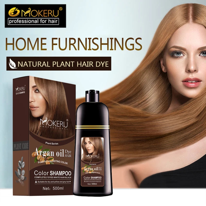 Mokeru Natural Brown Hair Color Shampoo – Long-Lasting Permanent Dye