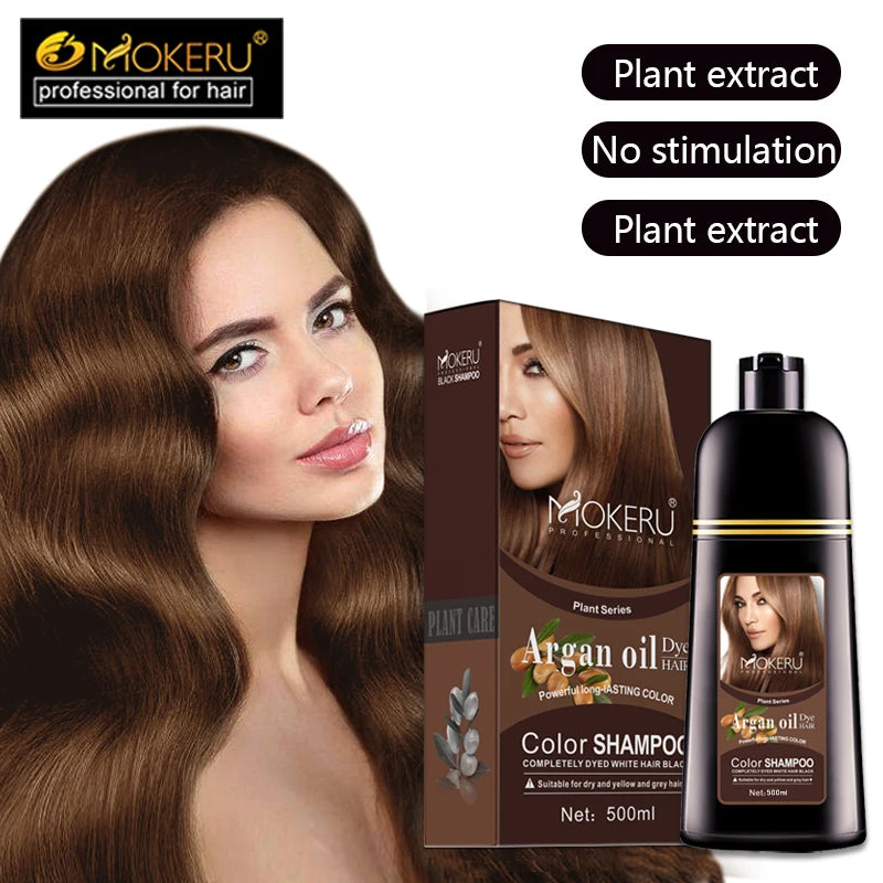 Mokeru Natural Brown Hair Color Shampoo – Long-Lasting Permanent Dye