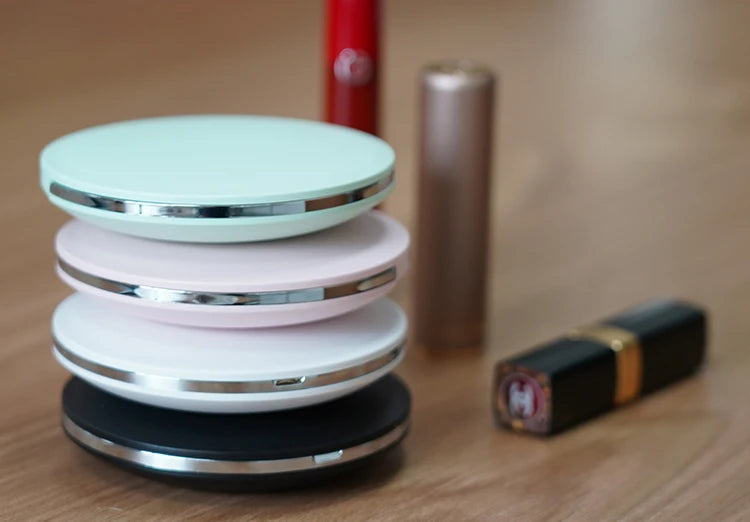 Handheld Portable LED Makeup Mirror – Dual Sided 5x Magnification