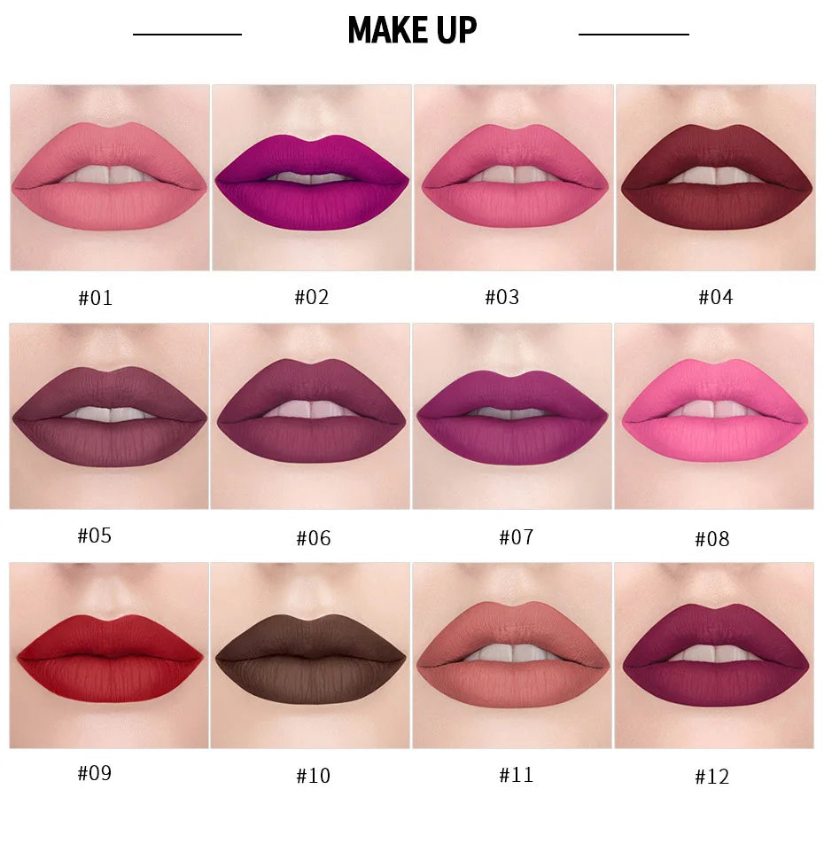 HANDAIYAN 12-Color Matte Velvet Lipstick – Long-Lasting & Waterproof