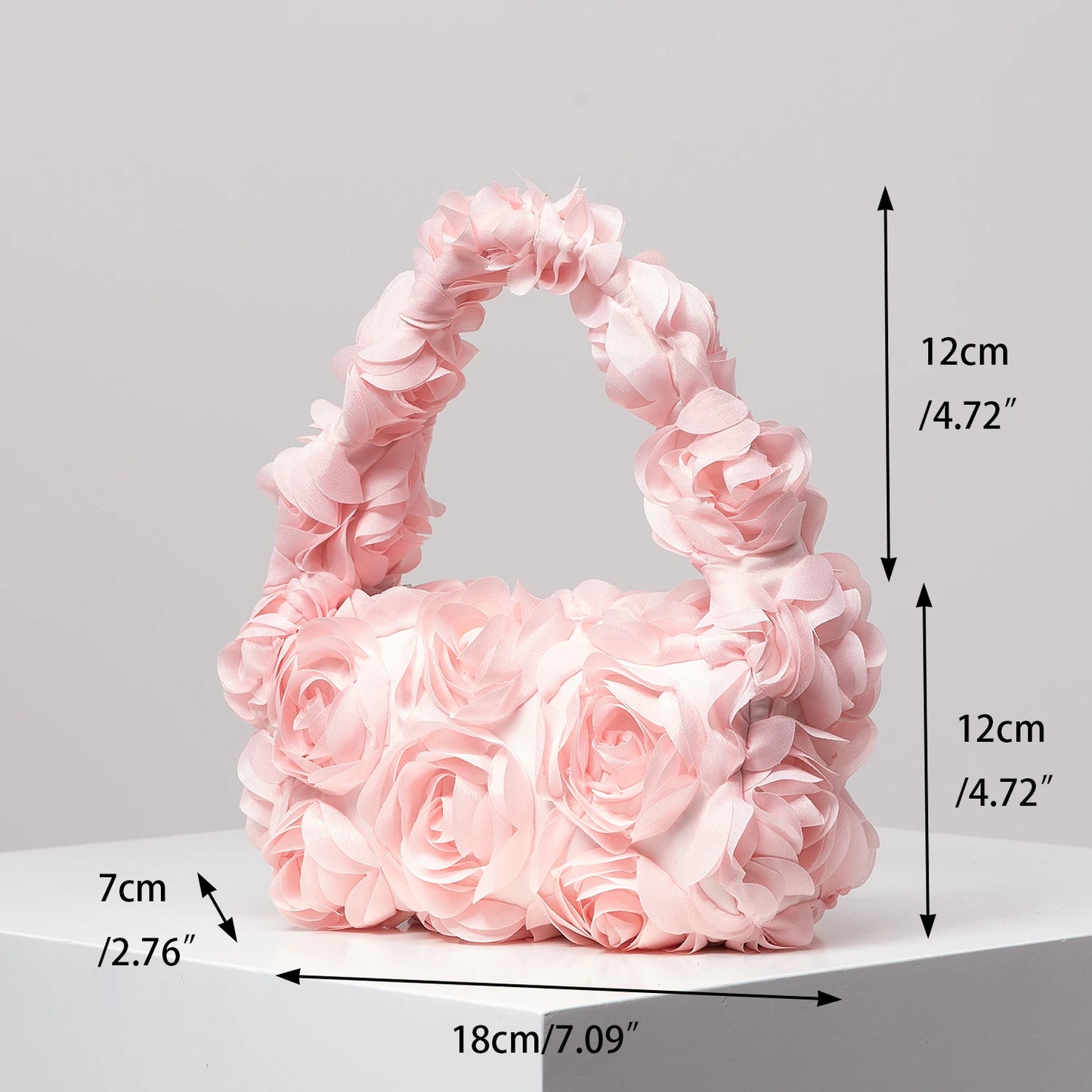 Elegant 3D Rose Handbag