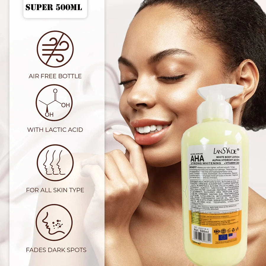 Whitening Body Lotion 500ml – AHA + Vitamin C & E, Moisturizing & Lightening