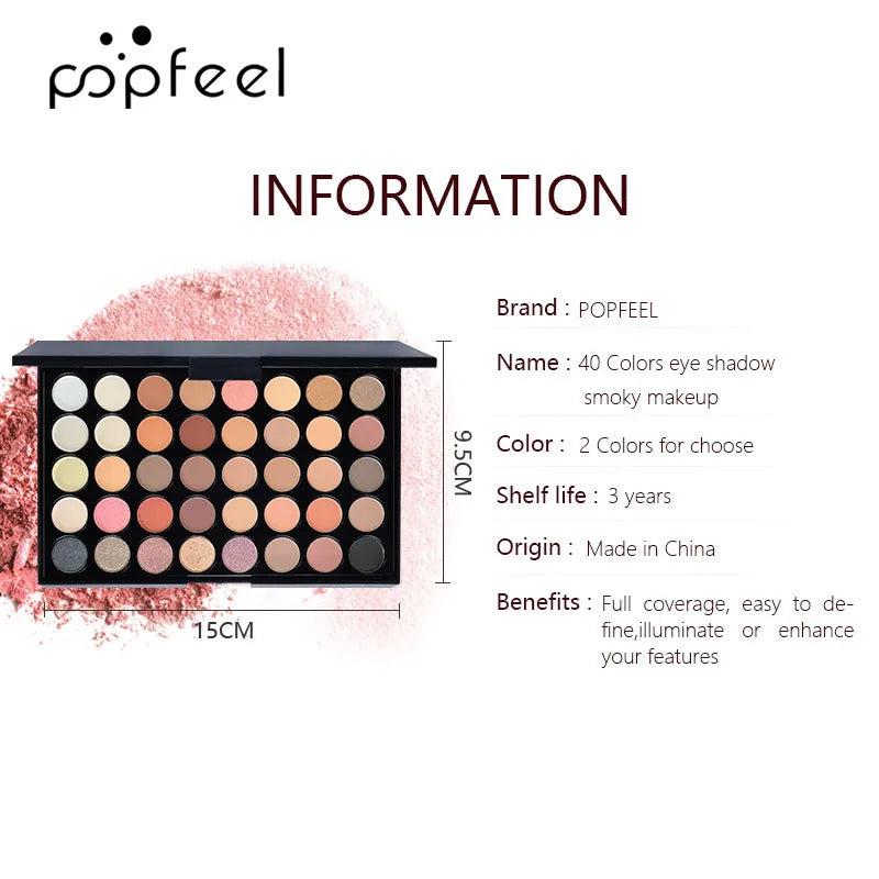 Paleta de sombras POPFEEL com 40 cores