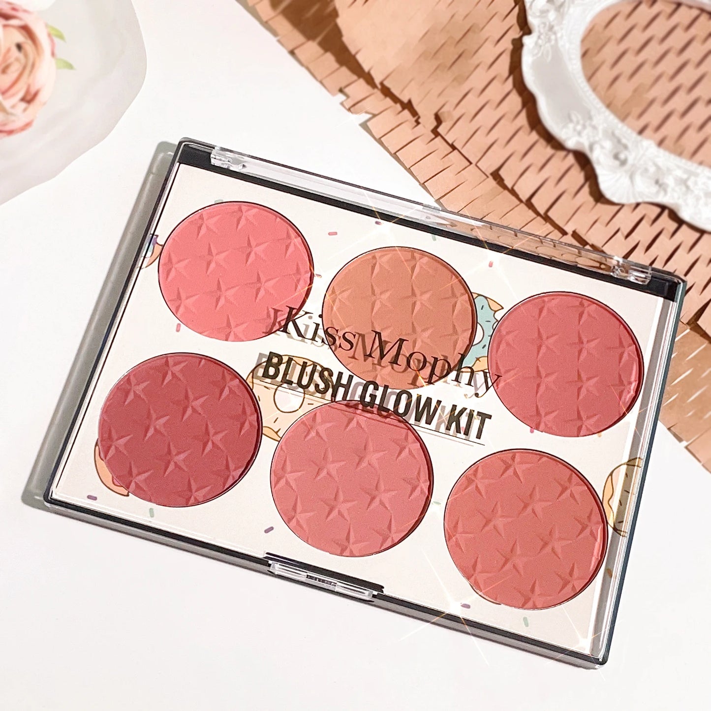 Six-Color Blush Palette – Waterproof Matte & Pearl Shades