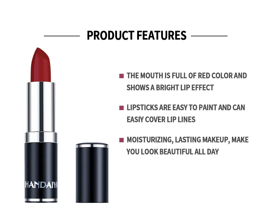 HANDAIYAN 12-Color Matte Velvet Lipstick – Long-Lasting & Waterproof