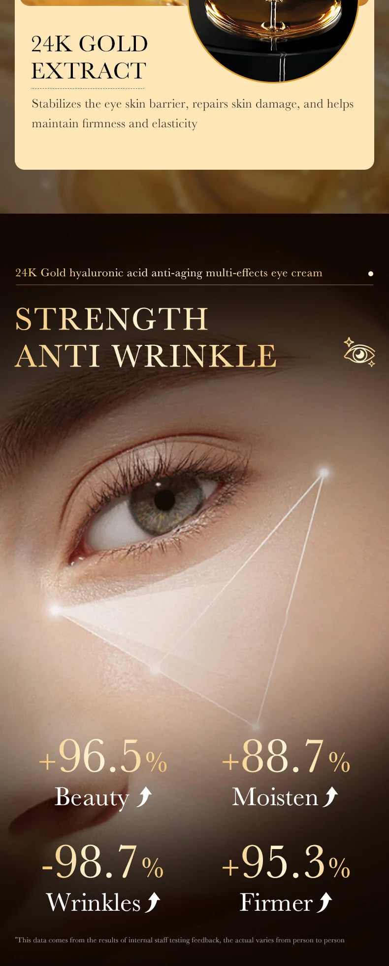 24k Gold Hyaluronic Acid Eye Cream Moisturizing