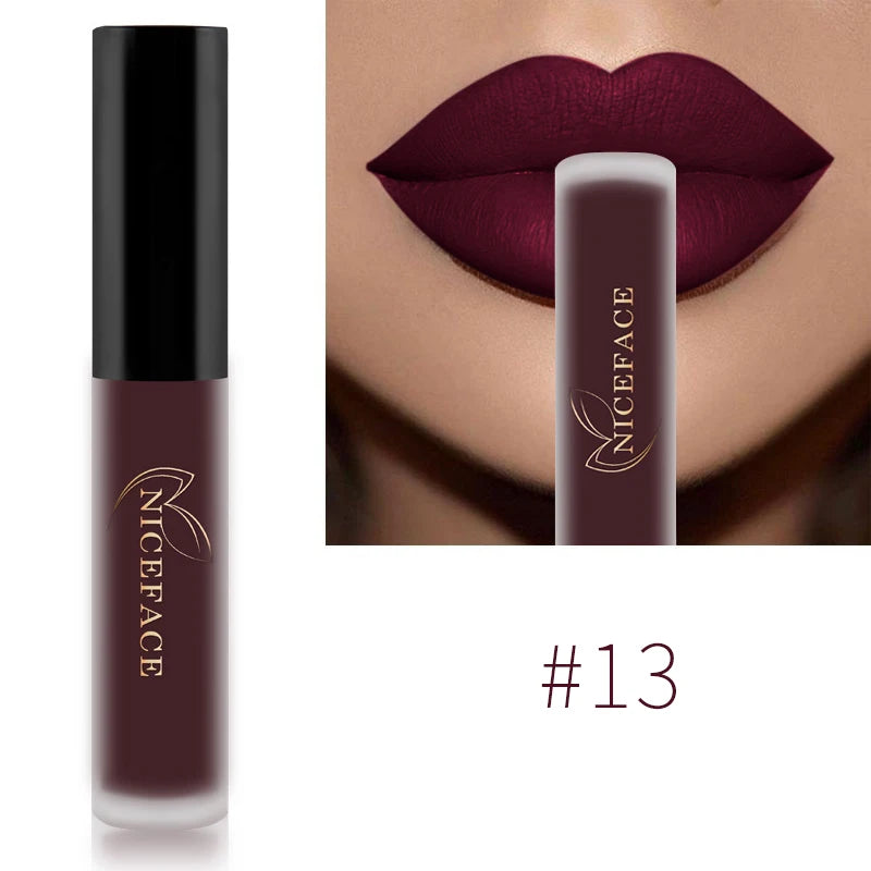 NICEFACE Hot Color Lip Gloss – Waterproof Matte & Long-Lasting