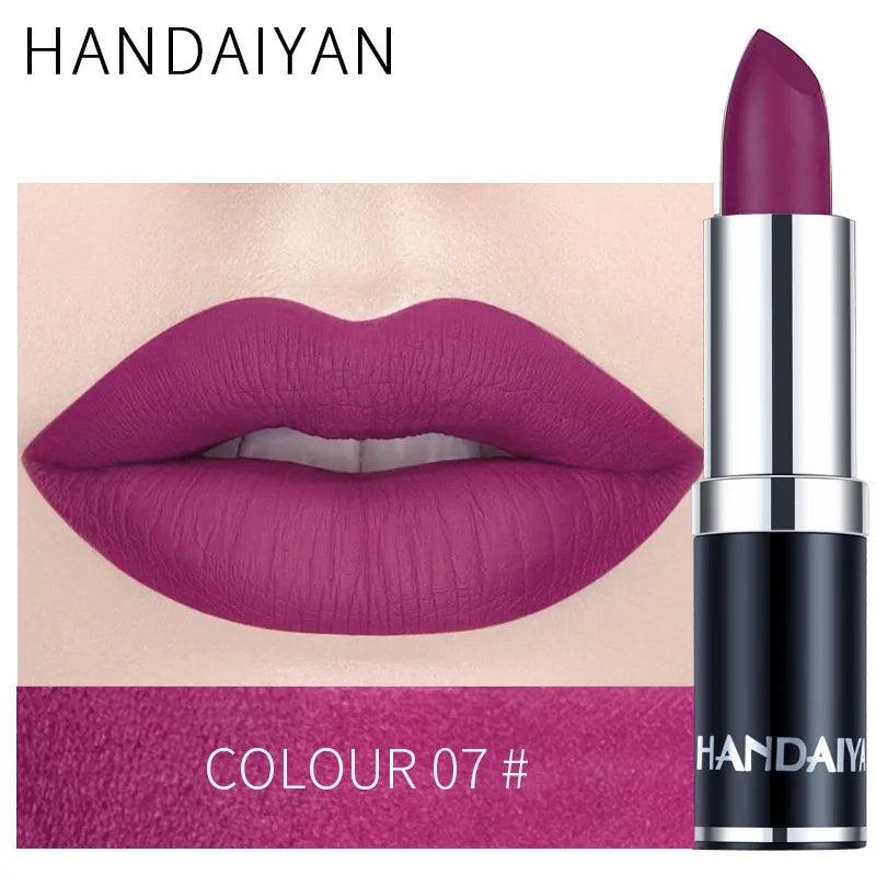 HANDAIYAN 12-Color Matte Velvet Lipstick – Long-Lasting & Waterproof