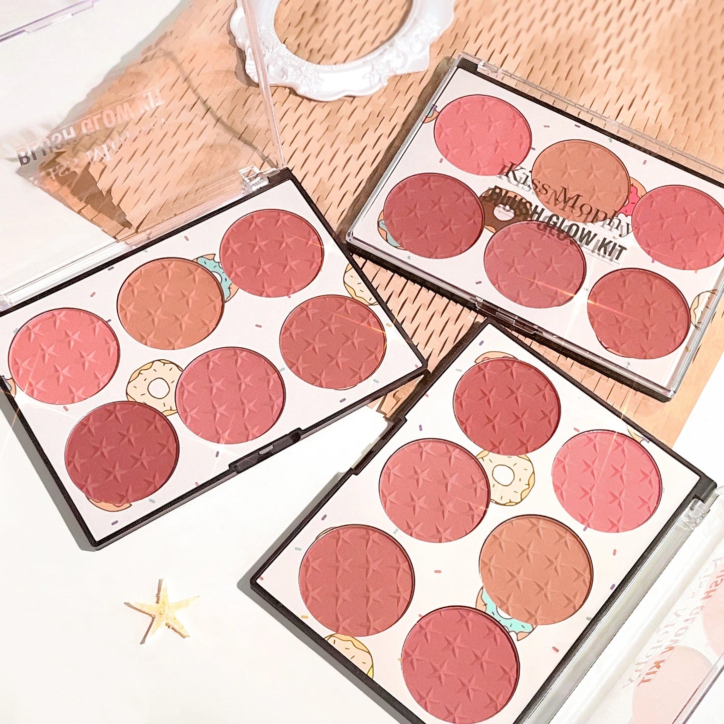 Six-Color Blush Palette – Waterproof Matte & Pearl Shades