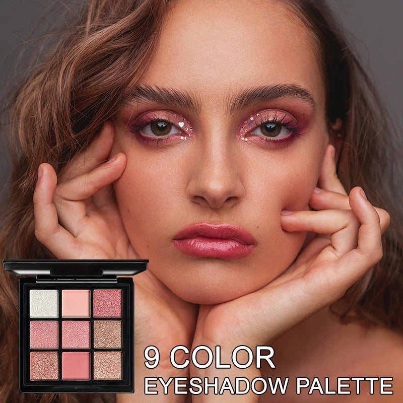9-Grid Red Purple Eyeshadow Palette Long Lasting