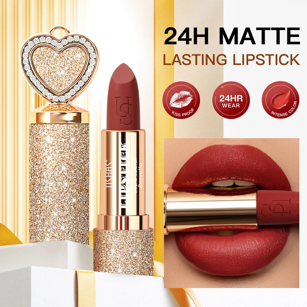USHAS Matte Lipstick Long-lasting Waterproof Moisturizing