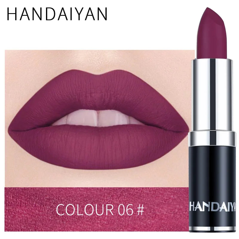 HANDAIYAN 12-Color Matte Velvet Lipstick – Long-Lasting & Waterproof