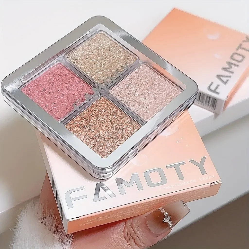 4 Color Face Highlighter Palette Glitter Shimmer Waterproof