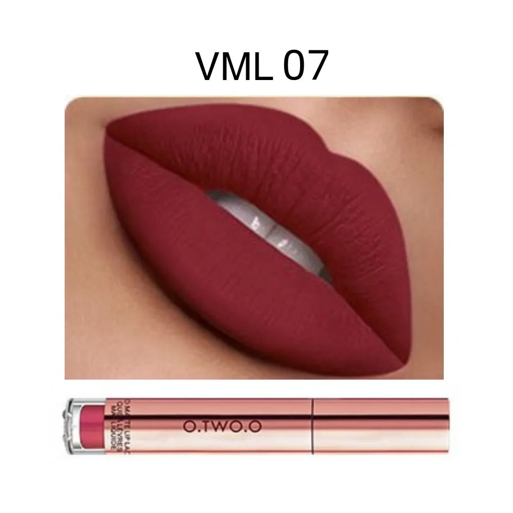 O.TWO.O 12-Color Velvet Matte Lipstick – Long-Lasting & Waterproof