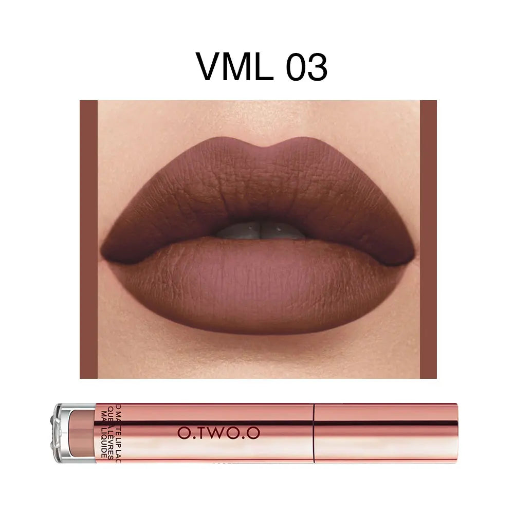 O.TWO.O 12-Color Velvet Matte Lipstick – Long-Lasting & Waterproof