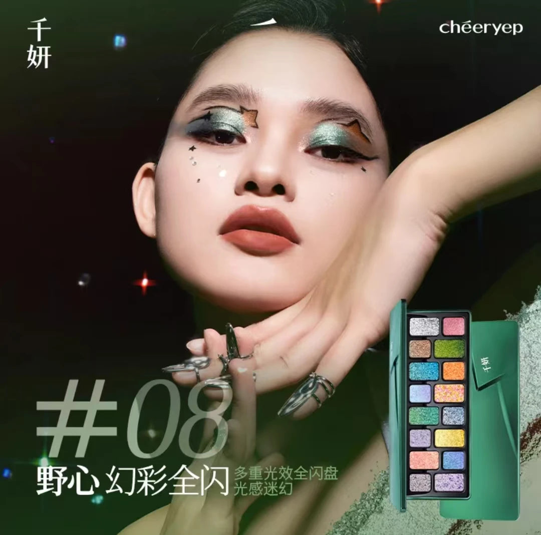 Cheeryep 16-Color Eyeshadow Palette – Glitter, Matte & Pearlescent