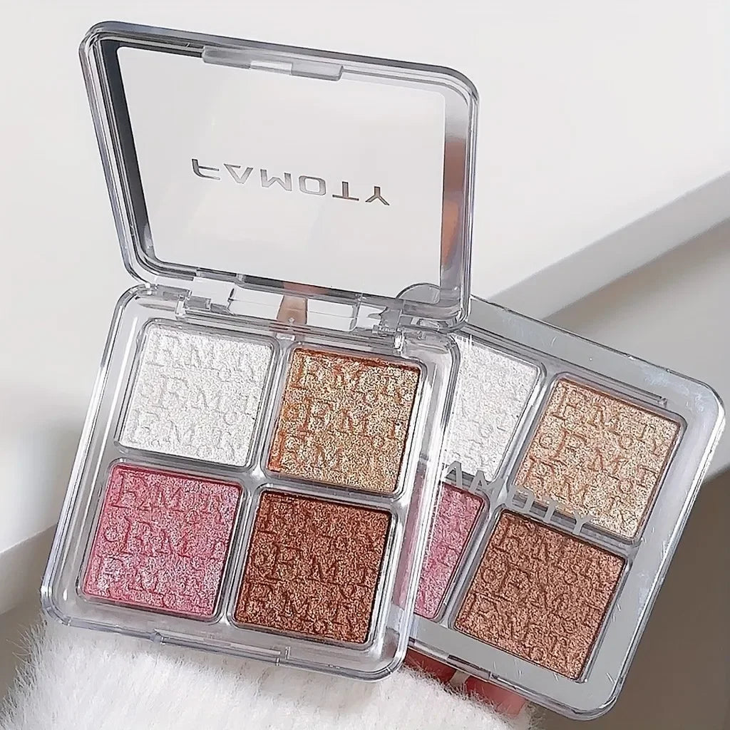 4 Color Face Highlighter Palette Glitter Shimmer Waterproof