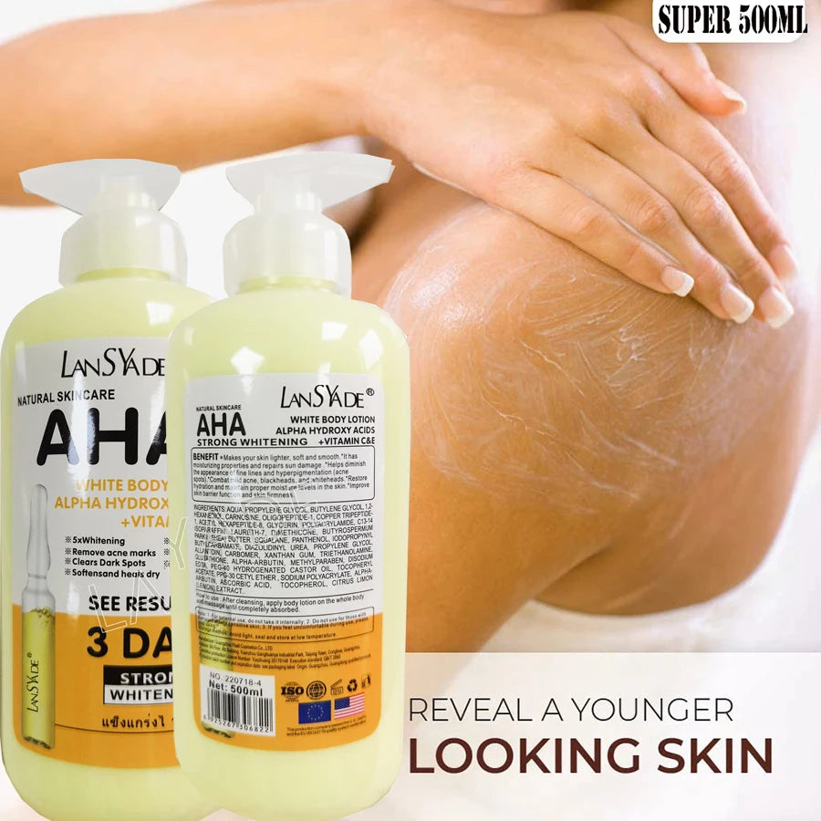 Whitening Body Lotion 500ml – AHA + Vitamin C & E, Moisturizing & Lightening