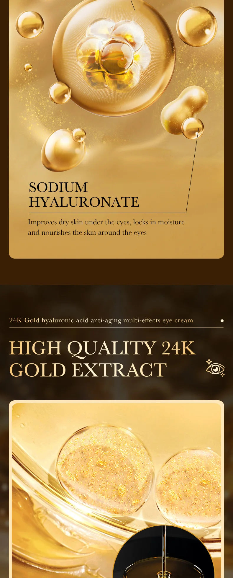 24k Gold Hyaluronic Acid Eye Cream Moisturizing