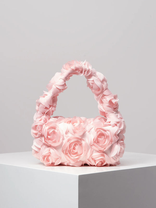 Elegant 3D Rose Handbag