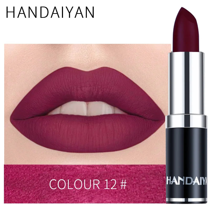 HANDAIYAN 12-Color Matte Velvet Lipstick – Long-Lasting & Waterproof