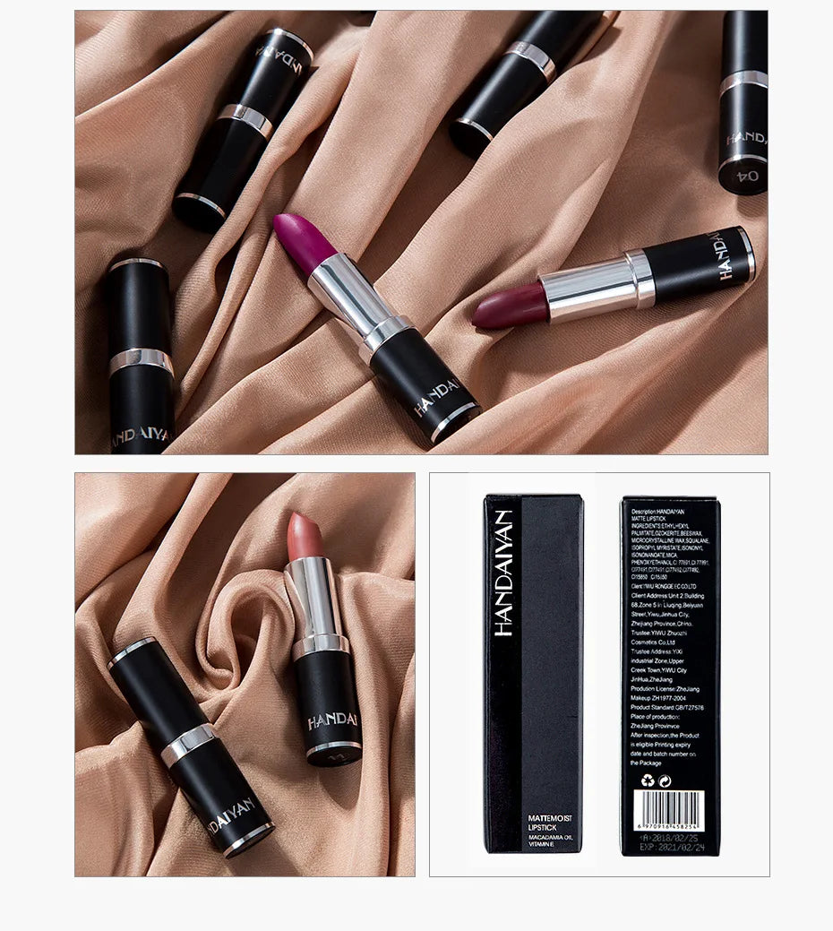 HANDAIYAN 12-Color Matte Velvet Lipstick – Long-Lasting & Waterproof