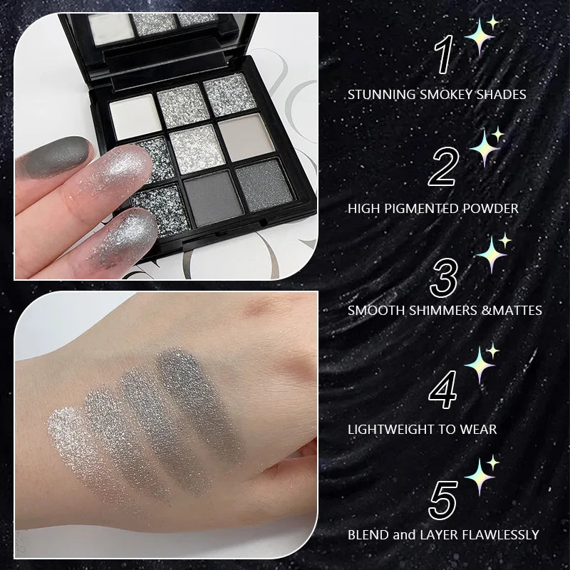 9-Grid Red Purple Eyeshadow Palette Long Lasting