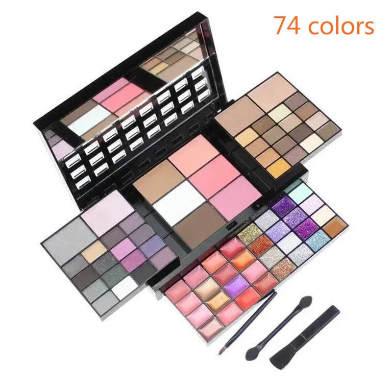 40/74/78-Color Glitter Eyeshadow Palette – Matte & Waterproof