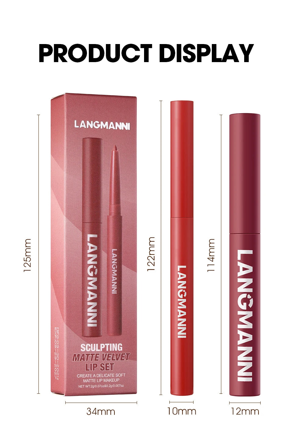 Waterproof Lip Liner and Lipstick Set