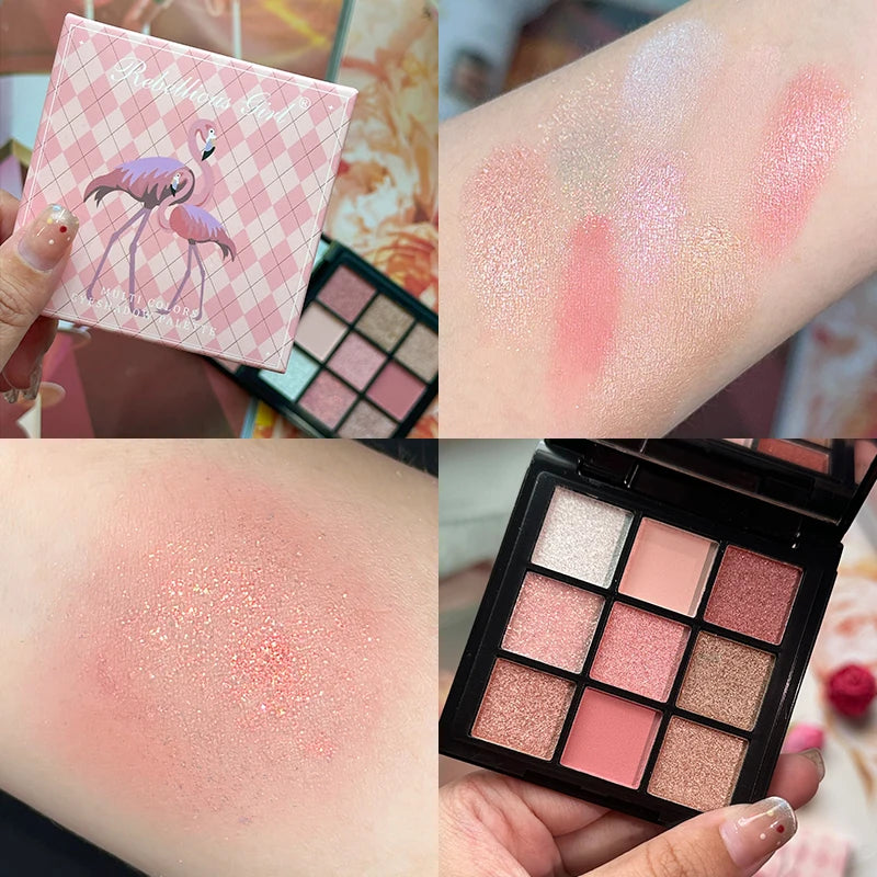 9-Grid Red Purple Eyeshadow Palette Long Lasting