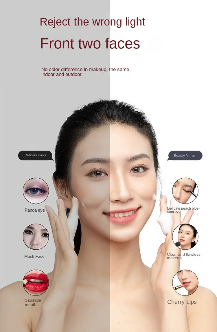 Handheld Portable LED Makeup Mirror – Dual Sided 5x Magnification