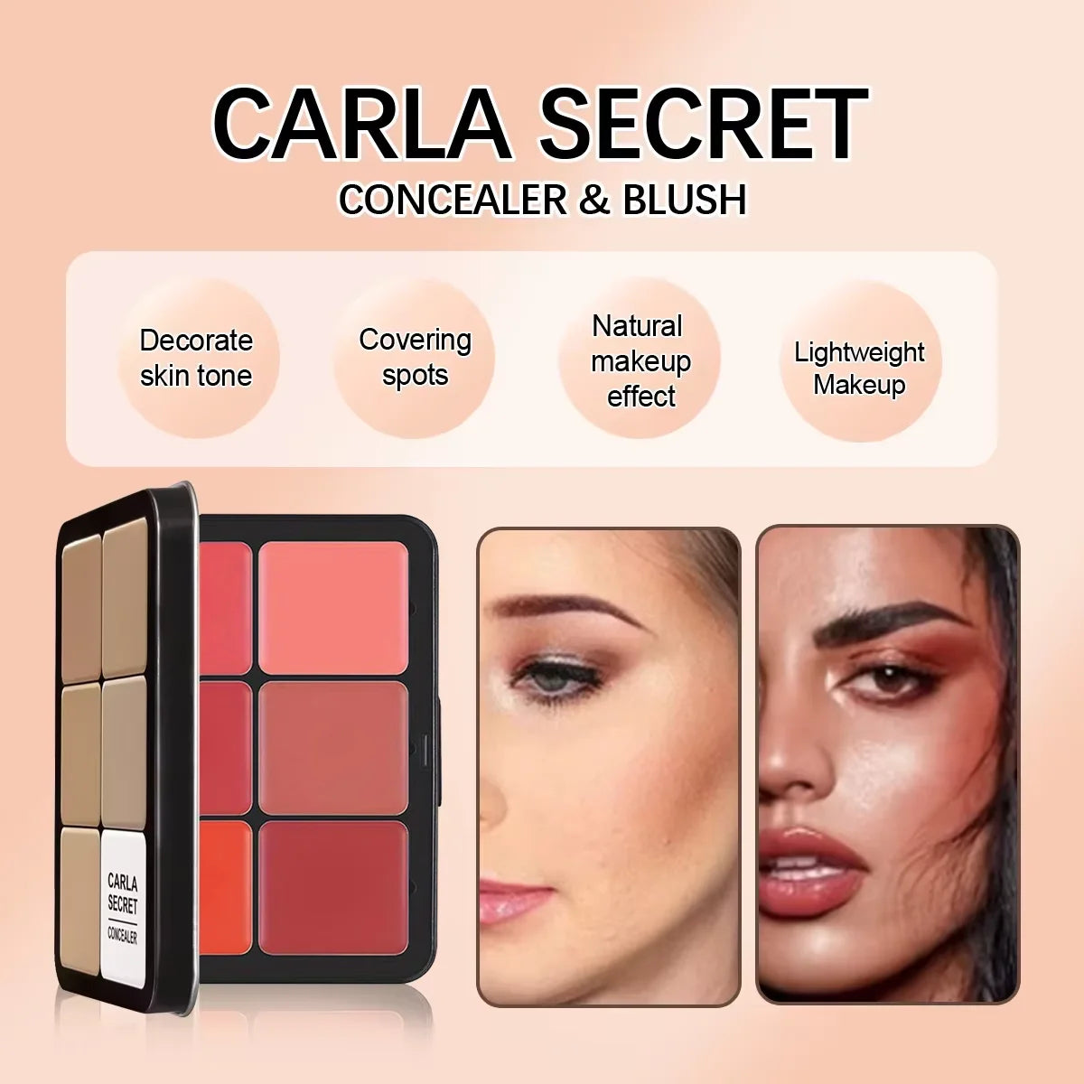 12-Color Concealer & Blush Palette – All-in-One Makeup Kit