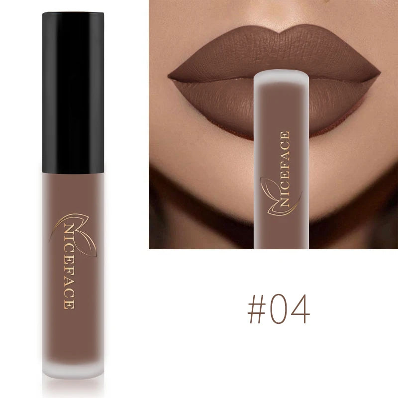 NICEFACE Hot Color Lip Gloss – Waterproof Matte & Long-Lasting