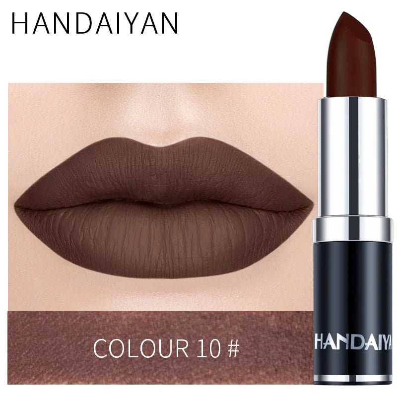 HANDAIYAN 12-Color Matte Velvet Lipstick – Long-Lasting & Waterproof - Addoree