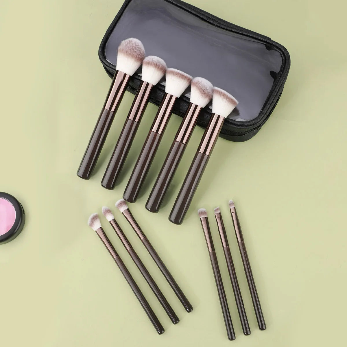 11pcs Solid Wood Handle Makeup Brush Set