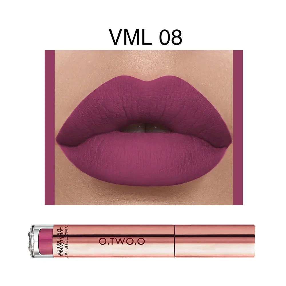 O.TWO.O 12-Color Velvet Matte Lipstick – Long-Lasting & Waterproof