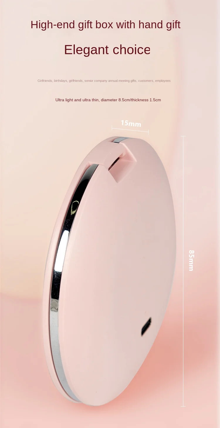 Handheld Portable LED Makeup Mirror – Dual Sided 5x Magnification