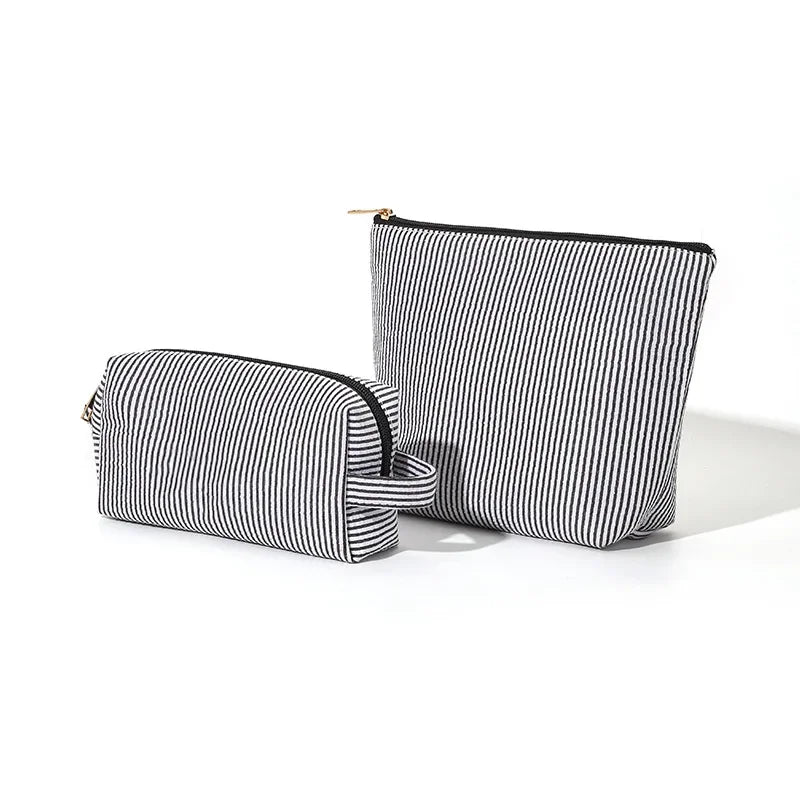 2 pieces of striped toiletry bag