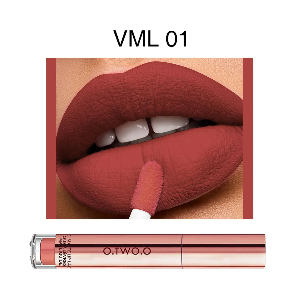 O.TWO.O 12-Color Velvet Matte Lipstick – Long-Lasting & Waterproof