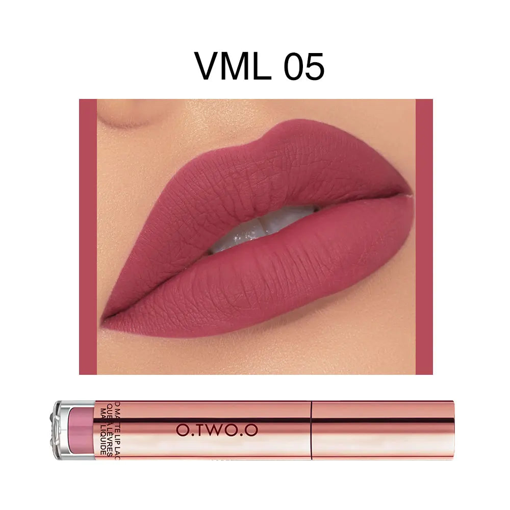 O.TWO.O 12-Color Velvet Matte Lipstick – Long-Lasting & Waterproof