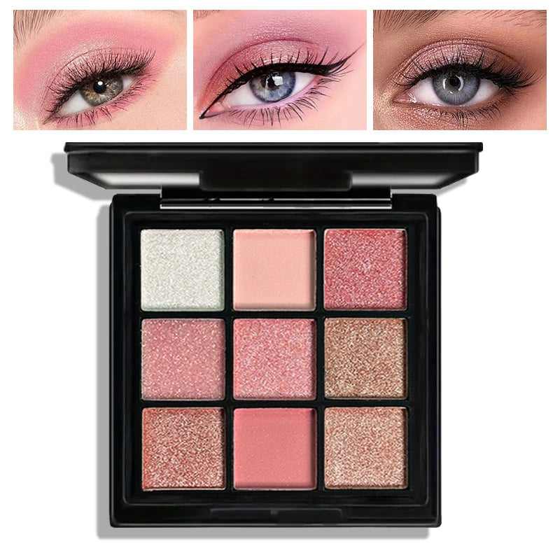 9-Grid Red Purple Eyeshadow Palette Long Lasting